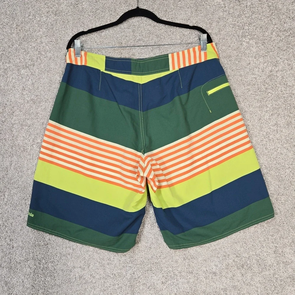 Patagonia Board Shorts Mens 34 Wavefarer colorful Striped Swim Trunks not lined
